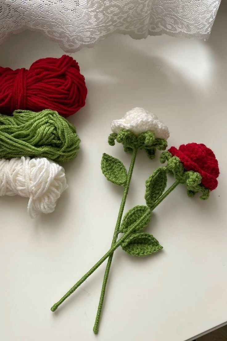 Red Rose Crochet Flower