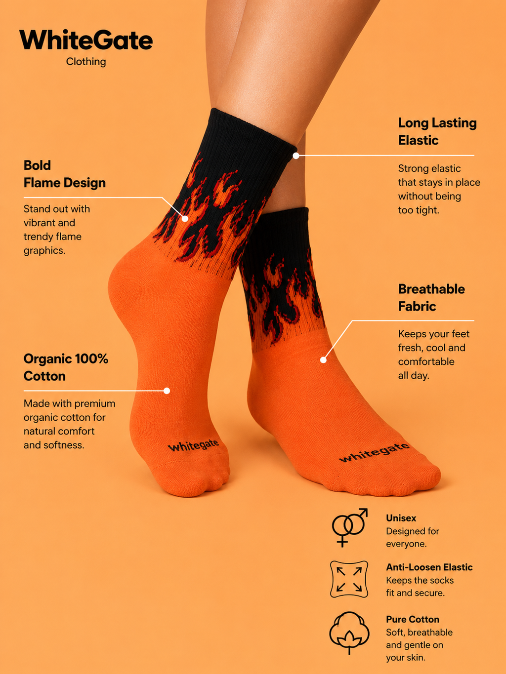 Orange Fire Socks