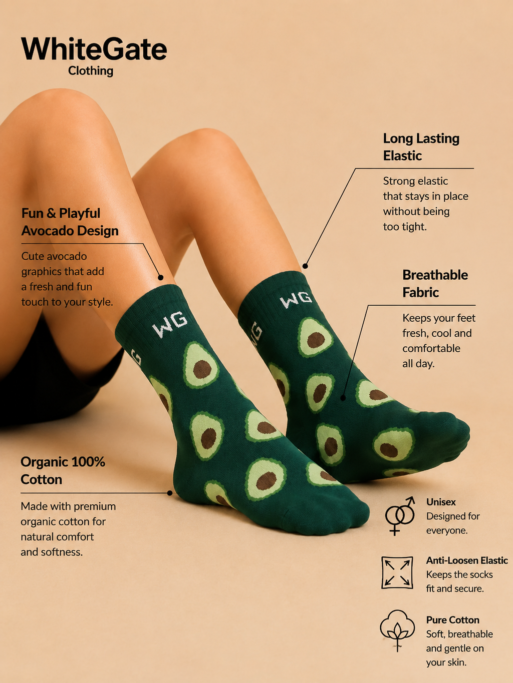 Avocado Ankle Length Socks