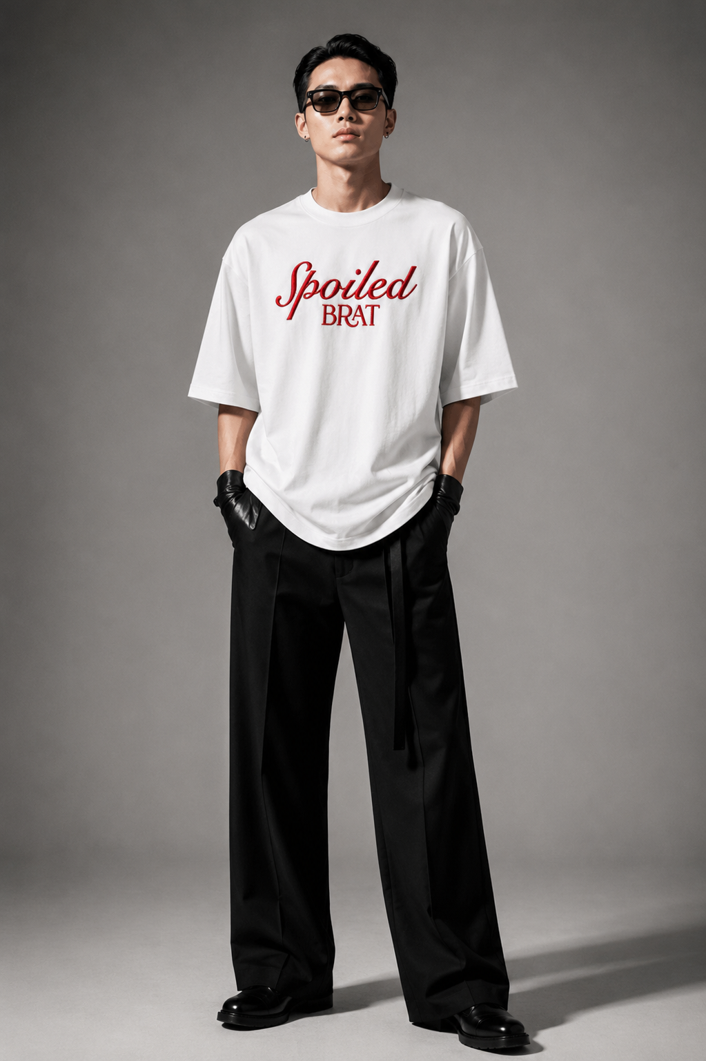 EMBROIDERED Spoiled Brat Tshirt, White